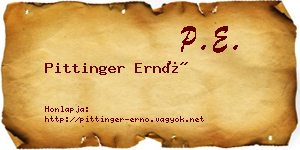 Pittinger Ernő névjegykártya